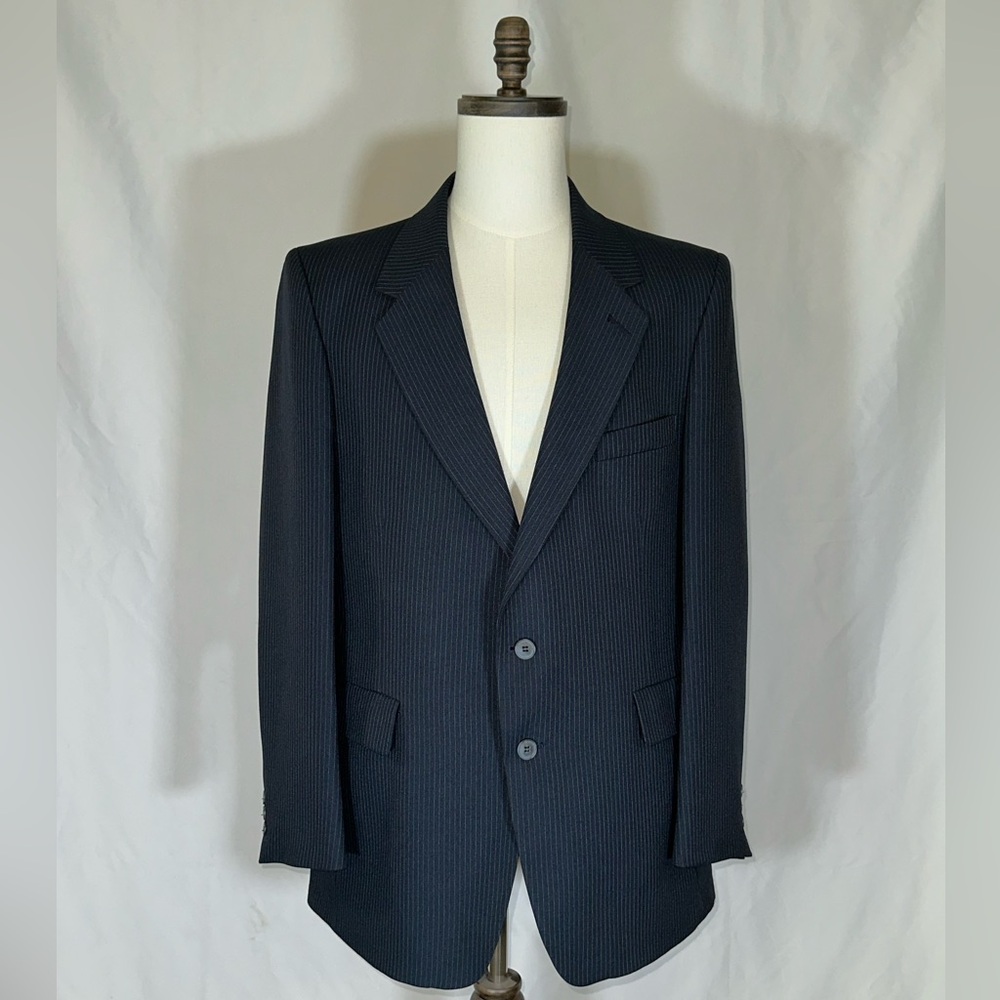 70s Vintage Levi Strauss Business Class Pinstripe Suit Navy Pants & Jacket 44R
